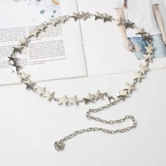 Silver Star Chain Belt for Women 41”